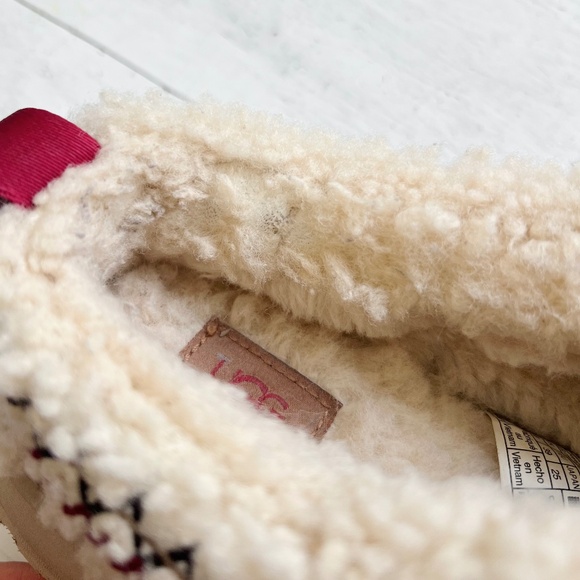 UGG Women's Platform Tazz Shearling Slippers Natural US 8 BRAID Ivory Red Fur - Picture 15 of 16